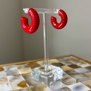 Red Hoop Earrings